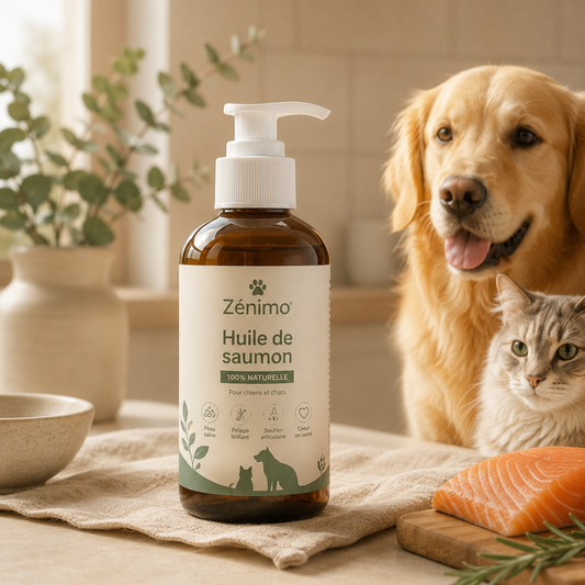 Huile de Saumon sauvage Norvégien Zénimo — Oméga 3 & 6 pour Chien et Chat | 1000ml